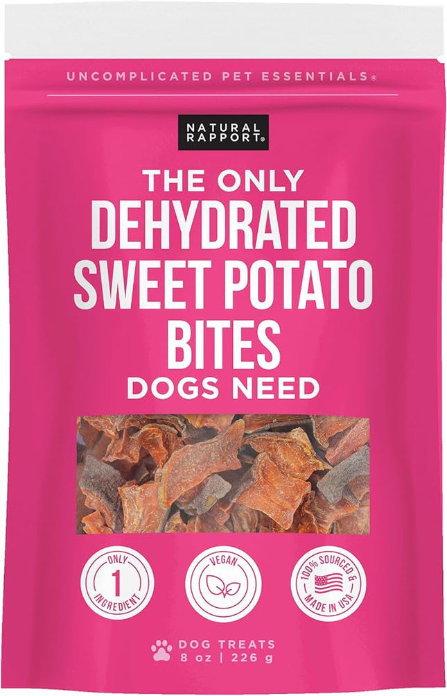 Natural Rapport Sweet Potato Bites - The Only Treat Dogs Need - 100% Dehydrated Sweet Potato Pet Treats (8 oz)