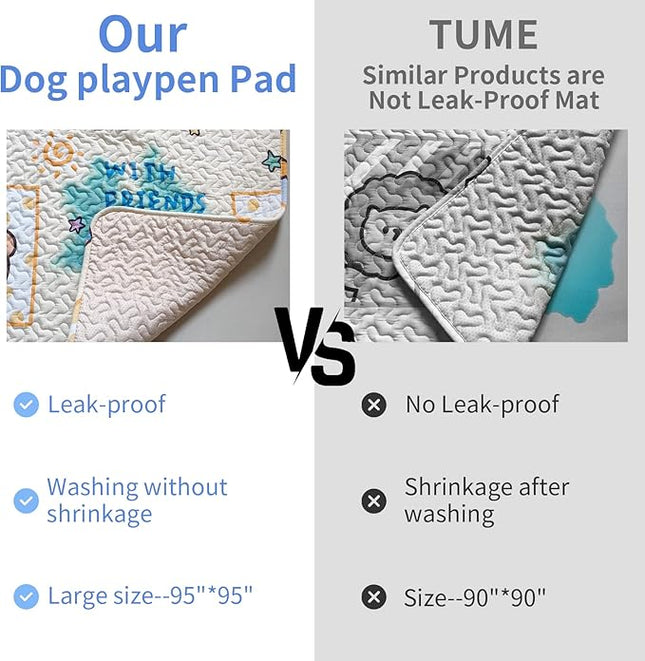 New Upgrade Dog Playpen Mat 2-Pack Crate Mat Puppy Pads, Personalized Dog Crate Pad,[PLAYPEN NOT Included!],Reusable Whelping Playpen Crate Super Absorbing Washable Pet Mattress Pads Pet Training Pads