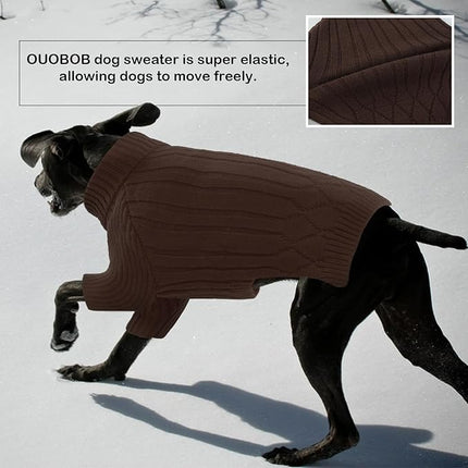 Large Breed Dog Sweaters, Warm Winter Fall Dog Sweaters for Dog Girls Boys, Turtleneck Dog Knitwear, Doggie Christmas Sweater, Pet Sweatshirt Clothes Outfit Knit St. Bernard (Brown XXXXXL)