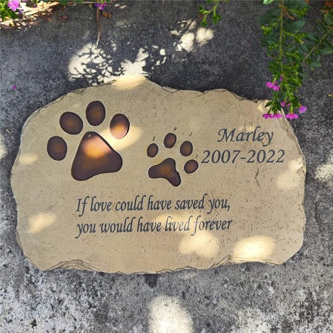 Personalized Pet Memorial Stones Dog Memorial Stones, Paw Prints Pet Dog Grave Markers Garden Stones Loss Stones Engraved with Name and Quote, Pet Dog Grave Stones Headstones for Dog Loss Cat Loss