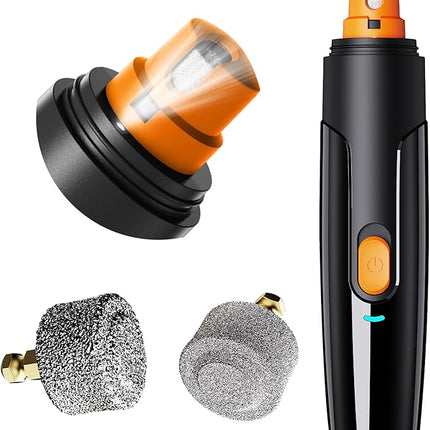 Bonve Pet Nail Grinder for Dogs - Electric Dog Nail Trimmers with 2 LED Lights Super Quiet, Coarse & Fine Grinding Wheels. Rechargeable, 2 Speeds for Small Large Dogs & Cats