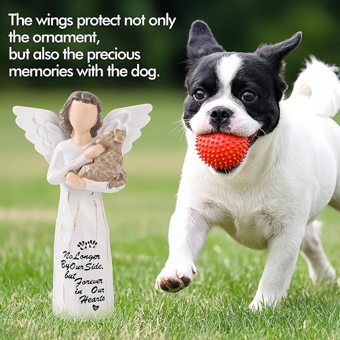 Loss of Dog Sympathy Gift, Dog Memorial Gifts, Angel Figurine, Remembrance Keepsake, Pet Sympathy Gift(Light Brown-S Size)