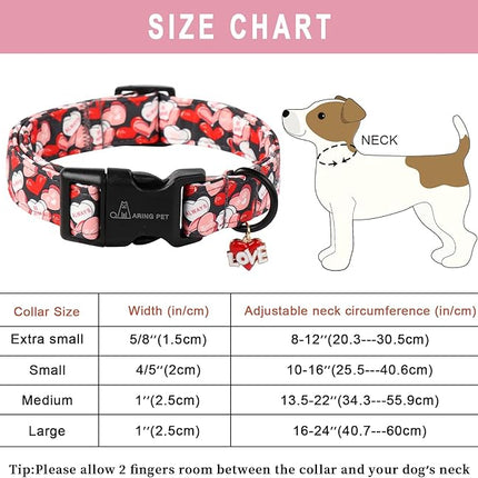 ARING PET Valentine's Day Dog Collar-Cute Black Heart Dog Collars, Adjustable Valentine Heart Pet Collars Puppy Collar with Quick Release Buckle for Girl&Boy Dogs