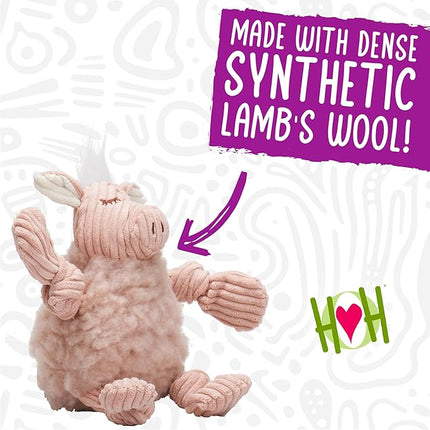 HuggleHounds Knottie Plush Dog Toy - Dog Stuffed Animal Toy, Squeaky Puppy Toys, for Small, Medium & Large Dogs, Durable Plush to Keep Them Busy - Penelope Pig, Small