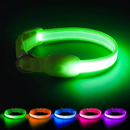 Light up Collar for Small Dog,Vizpet XS Adjustable Size Nylon Collar USB Rechargeable Bright Safety Pet Collar for Cats Small Dogs (Green, X-Small[ 8.66-11.9 inch/22cm-30cm])