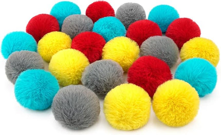CHIWAVA 24PCS 1.8" Catnip Furry Cat Toys Ball Soft Pom Pom Balls Kitten Chasing Quiet Play Assorted Color
