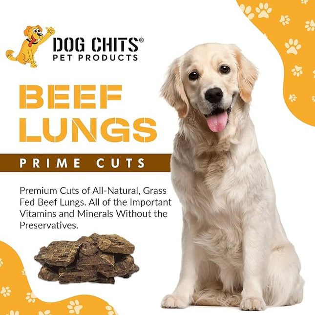 Dog Chits Beef Lung Fillets Dog and Puppy Treats - All Natural Grain and Chemical Free Training Chews - High Protein and Low Fat - Supports Dental Health - Made in The USA - Large 5 oz Bag
