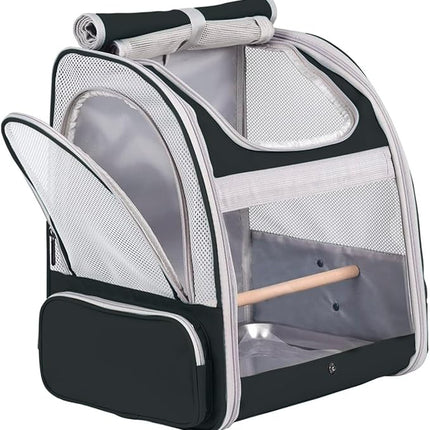 Bird Backpack Carrier with Stand Perch, Bird Travel Backpack for Hiking, Airline Approved Green Bird Backpack