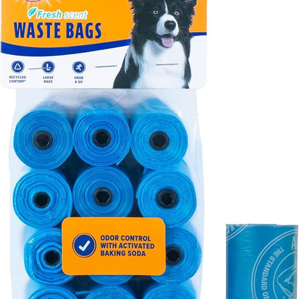 Arm & Hammer Durable Disposable Dog And Cat Waste Bags With Activated Baking Soda, 180 Dog Poop Bags, 9 x 14 Inches, Blue