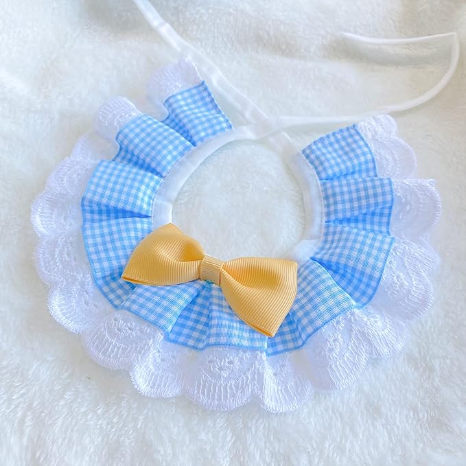 2PCS Dog Cat Collar Blue Plaid Pet Bib Cute Scarfs Necklace Neck Strap for Pet Costume Supplies
