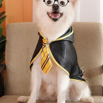 Halloween Dog Costume Wizard Pet Shirt Funny Cat Clothes for Dogs Cats Clothing Outfits with Glasses (Medium,Yellow)