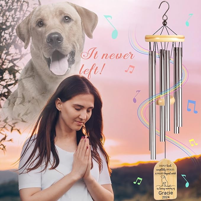 Dog Memorial Gifts for Loss of Dog, PEMIRSAYO Pet Memorial Wind Chime, Pet Memorial Gifts for Dogs, Loss of Dog Sympathy Gift, Dog Remembrance Gift, Pet Loss Gifts