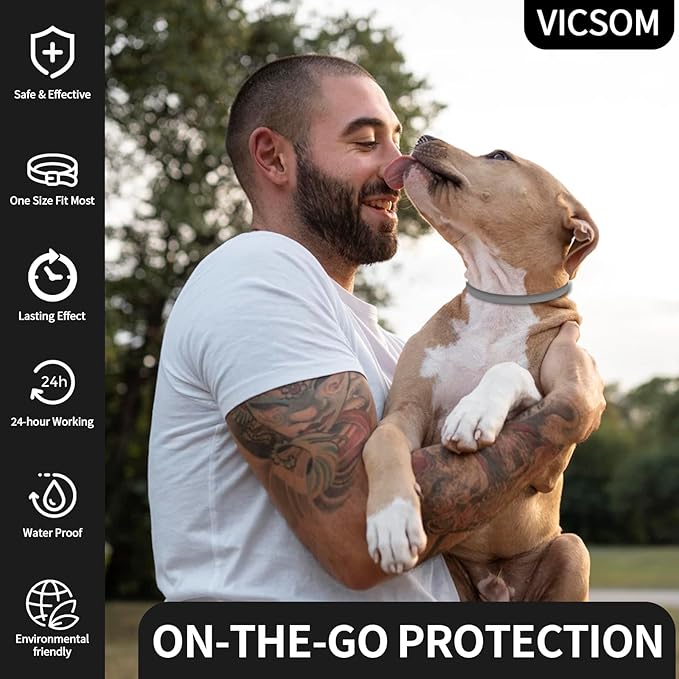 4 Pack Flea Collar for Dogs, Dog Flea and Tick Collar 32 Months Flea and Tick Treatment for Dog, Waterproof Adjustable Dog Flea and Tick Prevention Collar for Small Medium Large Dog Puppy, Black Grey