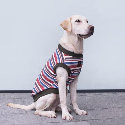 Large Dog Striped T Shirts Clothes Sleeveless Tank Top Vest for Pitbull Labrador, Red, 4X-Large