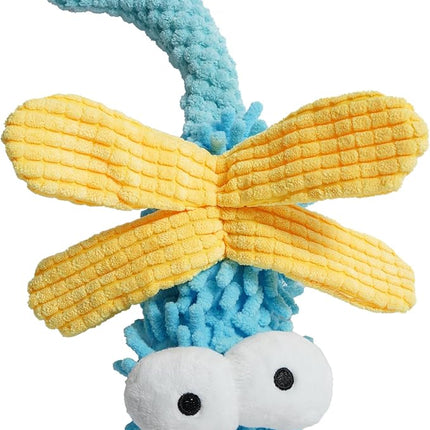 Nocciola Plush Squeaky Dog Toys, Cute Durable Stuffed Crinkle Puppy Pet Chew Toys for Large Medium Small Dogs - Dragonfly