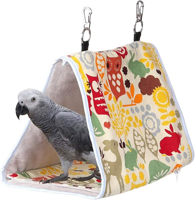 Bird Nest Snuggle Hut,Parrot Habitat Cave Hanging Tent for Small Medium Parrots Budgies Eclectus Parakeet Cockatiels Lovebird African Grey (Yellow Owl, M)