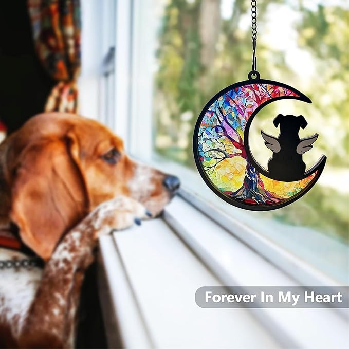Ettonsun Dog Memorial Suncatcher Dog Memorial Gifts Passing Away Loss Remembrance Death Sympathy Gift (D)