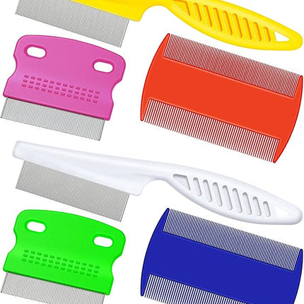 6 Pieces Pet Lice Combs Dog Grooming Flea Cat Tear Stain Comb for Removal Dandruff, Hair Stain, Nit(White, Yellow, Green, Purple, Orange, Dark Blue)