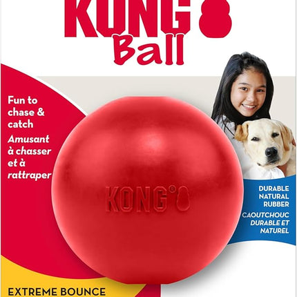 KONG Ball with Hole - Durable Dog Fetch Toy for Training, Interactive Playtime & More - Classic Natural Rubber Ball - Red - for Large/X-Large Dogs