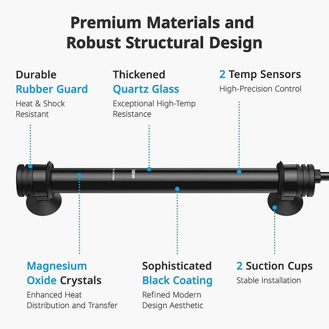 NICREW 300W Aquarium Heater with Temperature Adjustable Controller & Dual Sensors, 50-80 Gallon Submersible Fish Tank Heater, Overheat Protection