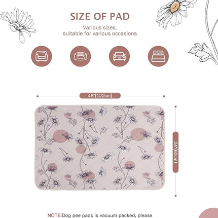 IEUUMLER Washable Pee Pads for Dogs, 2 Pack Non-Slip & Waterproof Pack Whelping Pad, Reusable Washable Puppy Potty Training Pad with Fast Absorbent for Playpen EU007 (Pink Daisy, 24"X48"-2pcs)