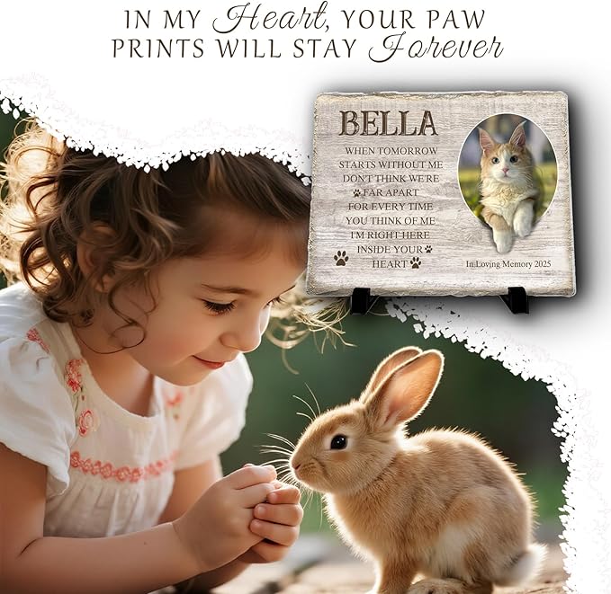 Personalized Pet Memorial Stone, Custom Dog Memorial Gifts for Loss of Dog with Photo Name Date, Dog Remembrance Gift, Loss of Dog Sympathy Gift for Dog Cat Lovers (Quote 11)