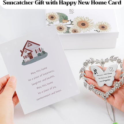 Housewarming Gift Sun Catcher, New Home Gift Heart-Shaped Wreath Hanging Ornament for Window, Happy New Home Rainbow Maker for Neighbors, Best Housewarming Present 2025 for Friend