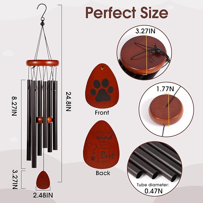 Pet Memorial Gifts for Loss of Dog Cat, Sympathy Gift for Pets Loss, Pet Memorial Wind Chimes, Dog Passing Away Bereavement, Remembrance Gift Basket for Friends Family