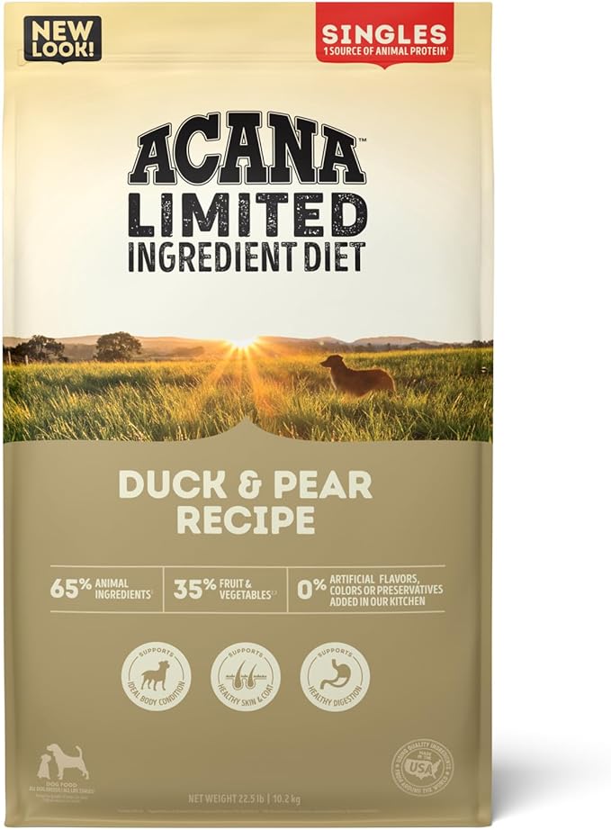 ACANA Singles Limited Ingredient Grain Free High Protein Dry Dog Food Duck & Pear Recipe 22.5lb Bag
