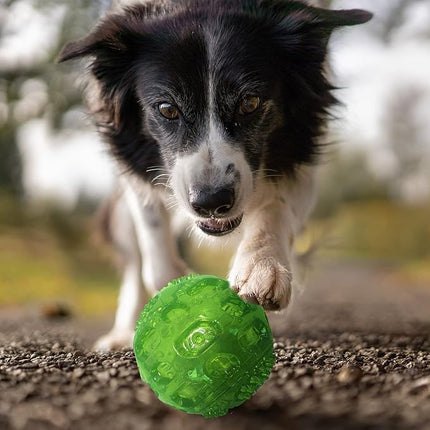3'' Squeaky Dog Toy Balls for Lagre Medium Puppy, Indestructible Dog Balls for Playing, Fetching & Retrieving, Durable Aggressive Chewers, 3 PCS Purple+Blue+Green