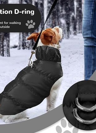 Winter Warm Dog Jacket for Small Medium Dogs Cat Cold Weather Coats with Harness Paded Dogs Fleece Vest Waterproof Windproof Dog Snow Jacket Pet Puppy Clothes (Black,M)