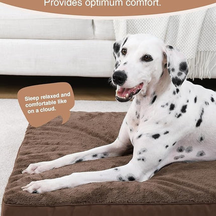KSIIA Orthopedic Dog Bed Crate Waterproof Pet Mats for Large Dogs Deluxe Plush Washable Pet Bed with Egg Crate Foam & Removable Cover, 41 x 27 Inch, Brown
