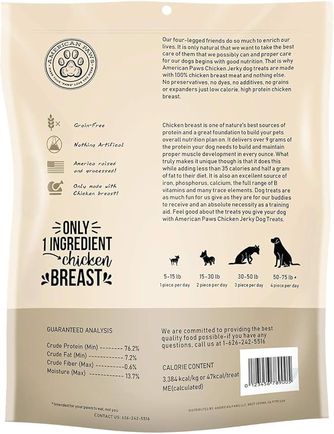 American Paws Chicken Jerky Dog Treats Made in USA All Natural (2 LB)