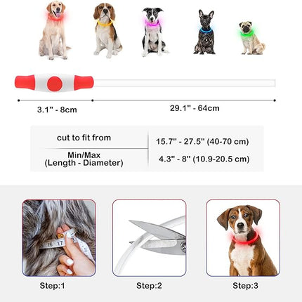 Light Up Dog Collar, Dlitk Rechargeable Cuttable LED Dog Collars, Pet Safety Light at Night Walking for Small Medium Large Dogs, Do Not Use Fast Charging (Red)
