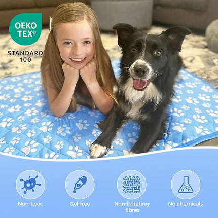 Rywell Cooling Mat for Dogs Large, 36'' x 27'' Color Changing&Arc-Chill Cooling Fiber QMAX>0.5, Washable Non-Toxic Portable Kennel Dog Bed, Non-Slip&Foldable Crate Pad for Large Dog