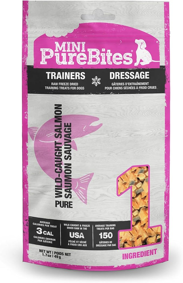 PureBites Mini Salmon Freeze Dried Dog Treats, 1 Ingredient, Made in USA, 1.7oz