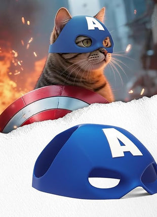 Cat Bat Mask Halloween Costumes Accessories for Cats, Cat Bat Cosplay Apparel (Medium, Blue Captain)