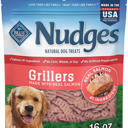 Blue Buffalo Nudges Grillers Natural Dog Treats, Made in The USA with Real Salmon, 16-oz. Bag