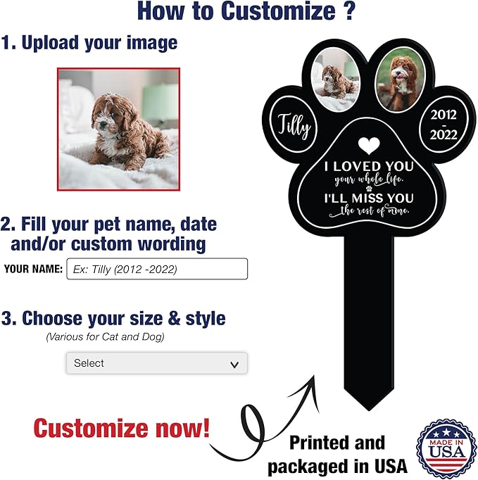 Customized Dog Grave Markers Outdoor Pet Memorial Cross Pet Grave Markers Personalized Pet Crosses For Graves Garden Decor to Remember Your Dogs Custom Stake Grief Funeral In Loving Memory