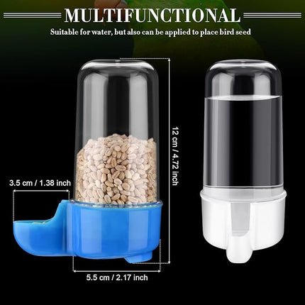 Weewooday 4 Pieces Automatic Bird Feeder Cage Water Dispenser Bird Water Feeder Hamster Cage Waterer Accessory Drinker Bottle for Hamster Parrot(Classic Style,Blue, White,200 ml)