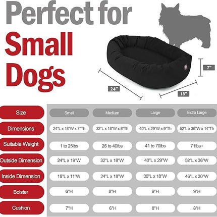 Majestic Pet 24 Inch Suede Calming Dog Bed Washable 24x19x7 (Inch) – Cozy Soft Round Donut Dog Bed with Spine Support for Dogs to Rest Their Head - Pet Bed Small – Black (2025)