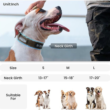EXCELLENT ELITE SPANKER Tactical Small Puppy Dog Collar Nylon Adjustable Heavy Duty Military for Small Medium and Large Dogs Pet Soft Padded Dog Collar(Gry-L)