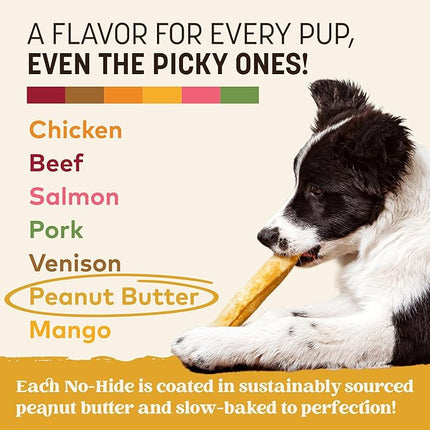 Earth Animal No Hide Chews - Long Lasting Rawhide Free Medium Dog Chews Rolls, Peanut Butter - 6 Count
