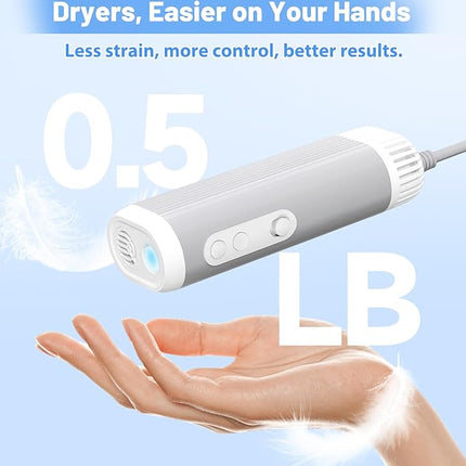 Hands-Free Dog Hair Dryer – Low Noise Pet Grooming Blower for Small & Medium Dogs Cats, Fast Drying, Adjustable Heat & Speed, Portable (Gray)