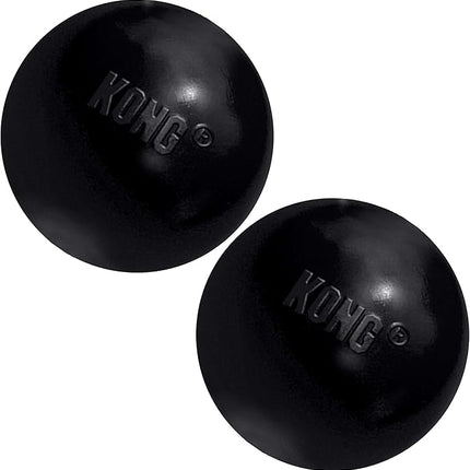 KONG Extreme Ball with Hole - Fetch Toy - Durable Dog Toy for Training, Interactive Playtime & More - Natural Extreme Rubber Ball - Black - for Large/Medium Dogs (Pack of 2)