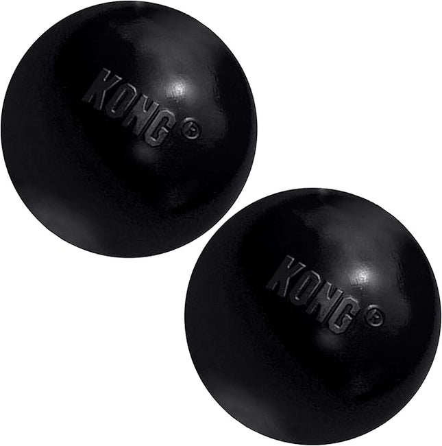 KONG Extreme Ball with Hole - Fetch Toy - Durable Dog Toy for Training, Interactive Playtime & More - Natural Extreme Rubber Ball - Black - for Large/Medium Dogs (Pack of 2)