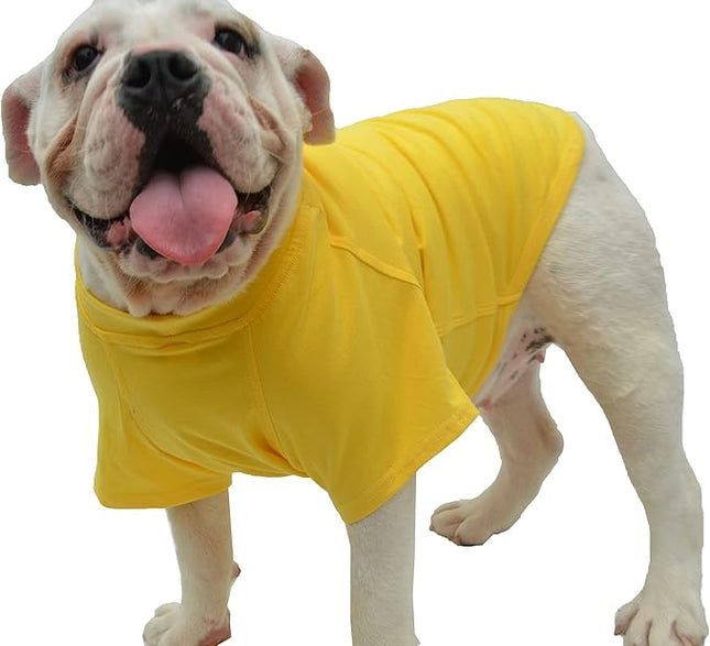 Lovelonglong Bulldog Clothes Dog Clothing Blank T-Shirt Tee Shirts for French Bulldog English Bulldog American Pit Bull Pugs 100% Cotton Skin Care Yellow B-XL