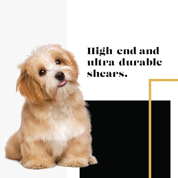 Sharf Gold Touch Pet Grooming Shear | Straight Cat & Dog Grooming Scissors | 7.5 Inch | 440c Japanese Stainless Steel Pet Dog Shearing Scissors | Animal Shears with Removable Comfort Rings