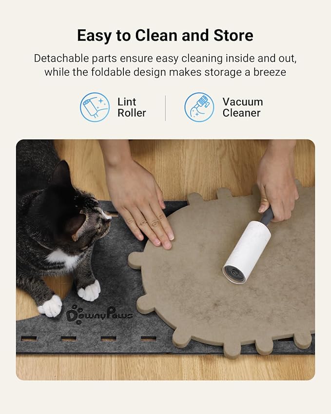 DownyPaws Cat House for Indoor Cats, Cat Bed Cave for Multiple & Large Cats Up to 22 Lbs, Scratch Resistant Peekaboo Cat Caves, Foldable Tunnel Enclosed Bed, PeekaPurr, Sesame Gray