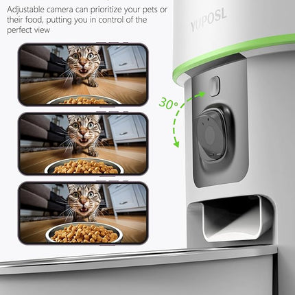 Automatic Cat Feeder with Camera - 5G WiFi Auto Cat Food Dispenser, 1080P HD Video with Night Vision, 1-15 Meals, 1-99 Portions, 2-Way Audio, Keeps Food Fresh, Timed Pet Feeder Also for Dogs